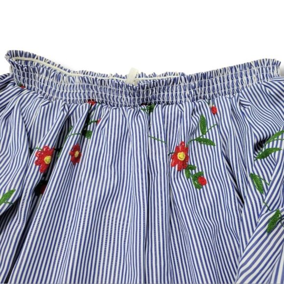 Mirror Image Top Size Medium Woman's Off Shoulder Blouse 3/4 Sleeves Embroidered - Picture 6 of 8